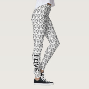 Noir et blanc Sensibilisation Ruban Angel Leggings