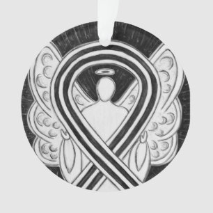 Noir et blanc Sensibilisation Ruban Angel Ornement