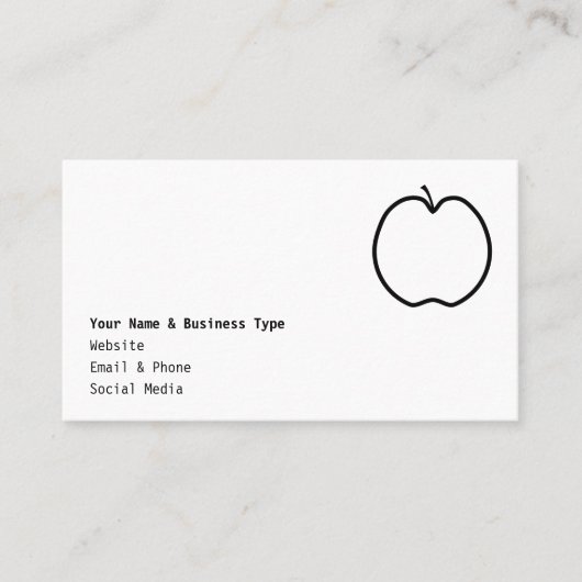 Noir et blanc Simple Apple Design Carte de visite (Devant)