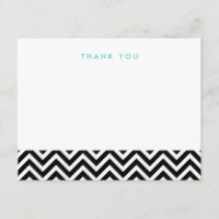 Noir et blanc Simple Chevron Merci Cartes