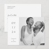 Noir et blanc Simple Enregistrer la date Carte pos (Devant / Derrière)