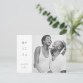 Noir et blanc Simple Enregistrer la date Carte pos (Debout devant)
