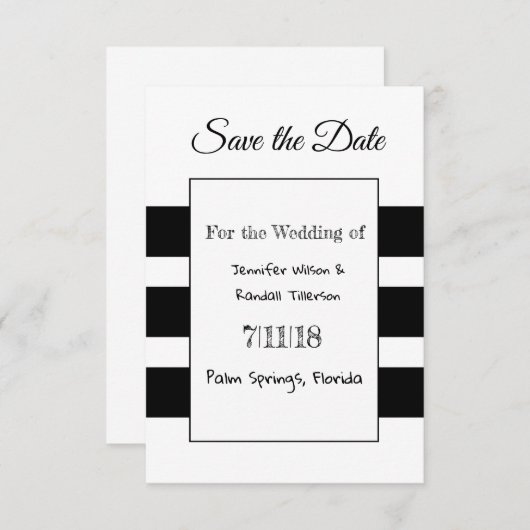 Noir et blanc Simple moderne Enregistrer les carte (Devant / Derrière)