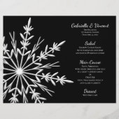 Noir et blanc Snowflake Menu de mariage hivernal (Devant)