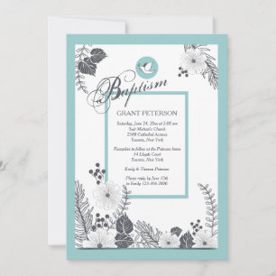 Noir et blanc sur invitation bleue