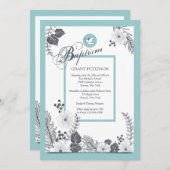 Noir et blanc sur invitation bleue (Devant / Derrière)