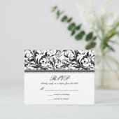 Noir et blanc Swirl Wedding RSVP (Debout devant)