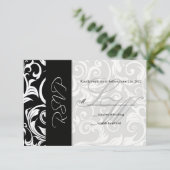 Noir et blanc Swirl Wedding RSVP (Debout devant)
