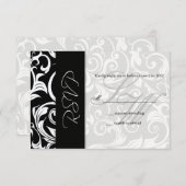 Noir et blanc Swirl Wedding RSVP (Devant / Derrière)