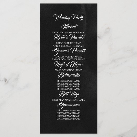 Noir et Bourgogne Red Floral programmes de mariage (Dos)