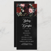 Noir et Bourgogne Red Floral programmes de mariage (Devant / Derrière)