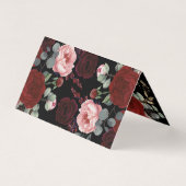 Noir et Bourgogne Rouge Floral Élégant (Back)