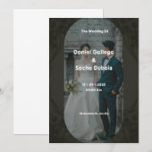 Noir et Brown Faire-part de mariage simple (Devant / Derrière)