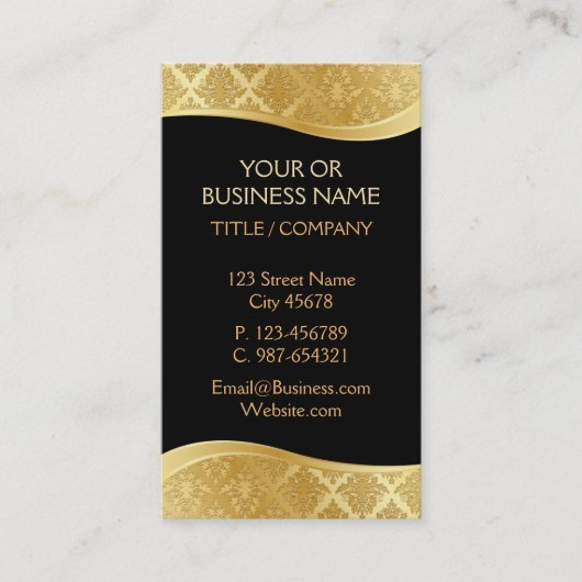 Noir et carte de visite de damassé d'or (Devant)