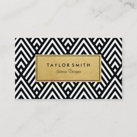 Noir et carte de visite de motif de Chevron d'or (Devant)