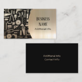 Noir et carte de visite d'outils d'atelier d'or (Devant / Derrière)