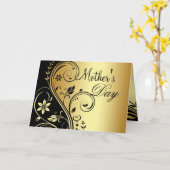 Noir et carte florale de jour de mères de rouleau (Fleur jaune)