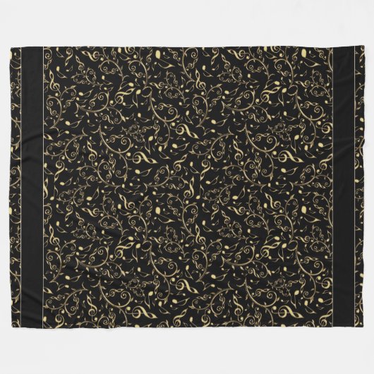 Noir et couverture de notes de musique d'or (Devant (Horizontal))