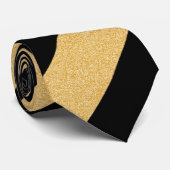Noir et cravate diagonale de rayures d'or de (Roulé)