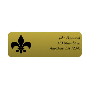 Noir et étiquette de adresse de Gold Fleur De Lis