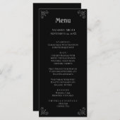 Noir et Faux Argent Simple Elégant Menu (Devant / Derrière)
