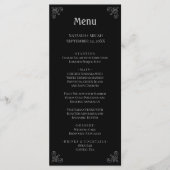 Noir et Faux Argent Simple Elégant Menu (Devant)