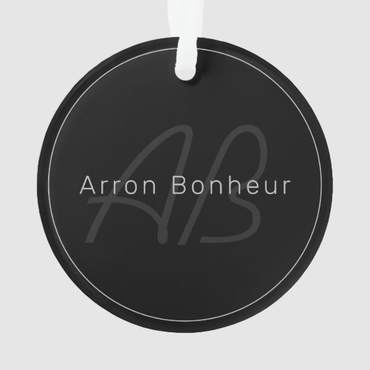 Noir et gris moderne | Nom et monogramme du Cool (dos)