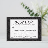 Noir Et Gris RSVP Damask Floral Mariage / Fête (Debout devant)