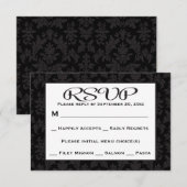 Noir Et Gris RSVP Damask Floral Mariage / Fête (Devant / Derrière)