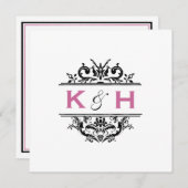 Noir et invitation carré de crête de raisin (Devant / Derrière)