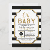 Noir et invitation de baby shower d'or (Devant)