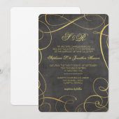 Noir et invitation de monogramme de calligraphie (Devant / Derrière)