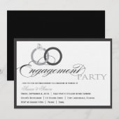 Noir et invitation de partie de fiançailles de (Devant / Derrière)