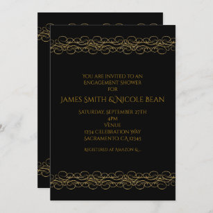 Noir et invitation élégante de remous moderne d'or
