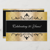 Noir et invitation élégants d'or (Devant / Derrière)
