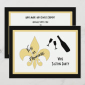 Noir et invitations d'échantillon de vin de Gold (Devant / Derrière)