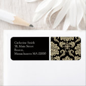 Noir et ivoire Damask Étiquettes de adresse (En situation)