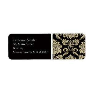 Noir et ivoire Damask Étiquettes de adresse