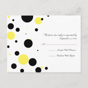 Noir et Jaune Polka Pot Wedding RSVP