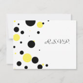Noir et Jaune Polka Pot Wedding RSVP (Dos)