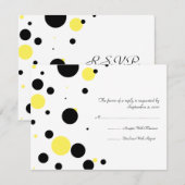 Noir et Jaune Polka Pot Wedding RSVP (Devant / Derrière)