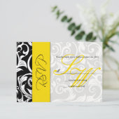 Noir et Jaune Swirl Wedding RSVP (Debout devant)