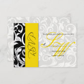 Noir et Jaune Swirl Wedding RSVP (Devant / Derrière)