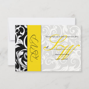 Noir et Jaune Swirl Wedding RSVP