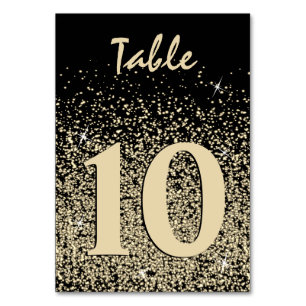 Noir et Lumière Gold Confetti Numéro de table