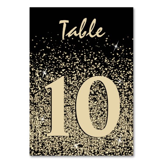 Noir et Lumière Gold Confetti Numéro de table (Par défaut)