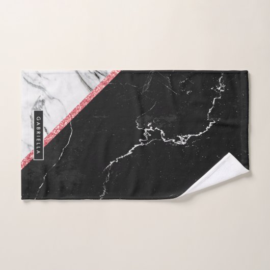 Noir et Marbre blanc (Serviette à main)