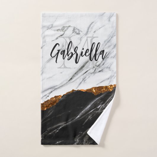 Noir et Marbre blanc (Serviette à main)