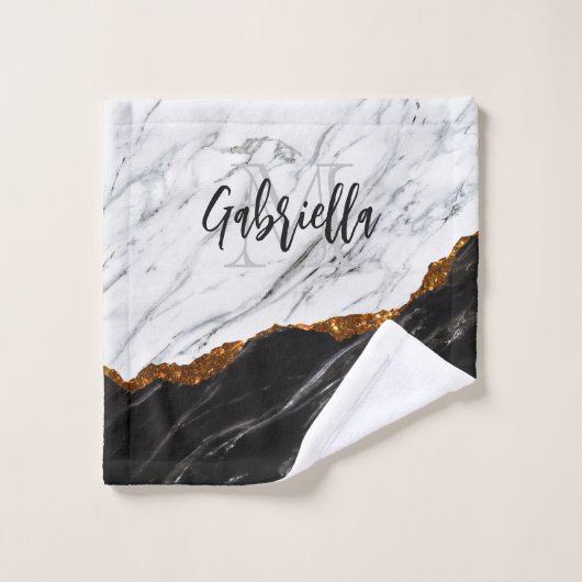 Noir et Marbre blanc (Gant de toilette)