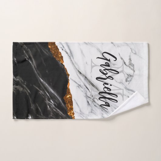 Noir et Marbre blanc (Serviette à main)